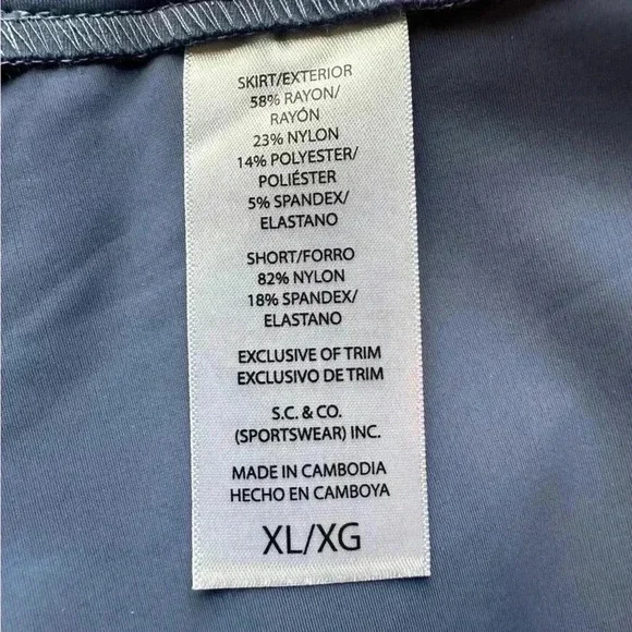 S.C. & Co. Activewear Skort Pale Blue Striped Pockets Side Splits Women’s XL - Picture 6 of 8